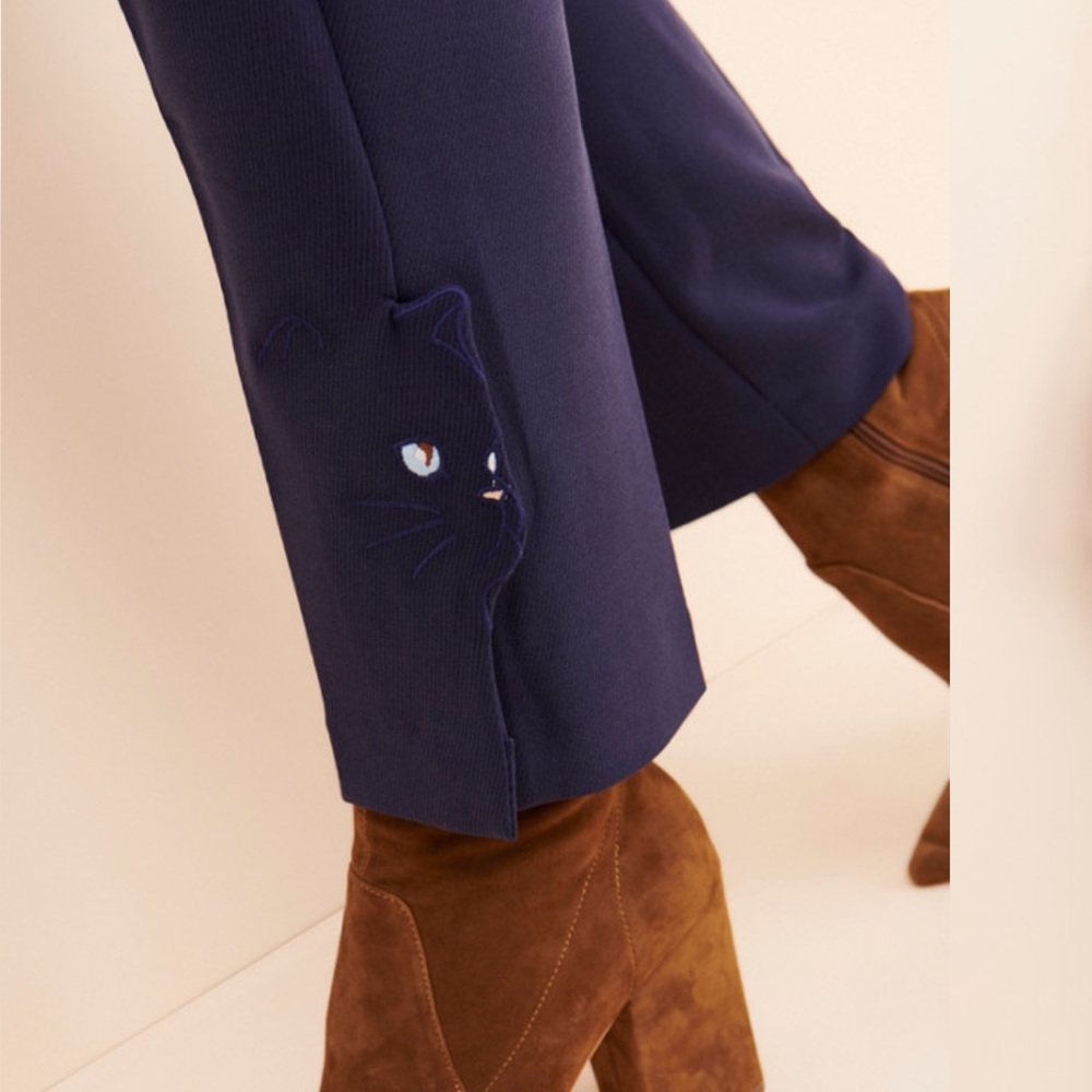EUC PAUL AND JOE SISTER NAVY CURIOUS CAT TROUSERS 40/14